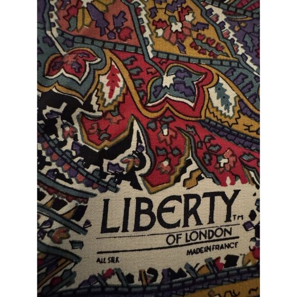Liberty London Silk Twill Red Brown Cream Paisley Floral Scarf 68.5 x 11 - Picture 5 of 8